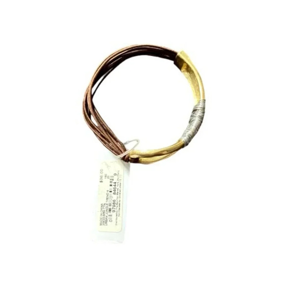 Relativity Brown Elastic Hammered metal bracelet - Picture 2 of 2